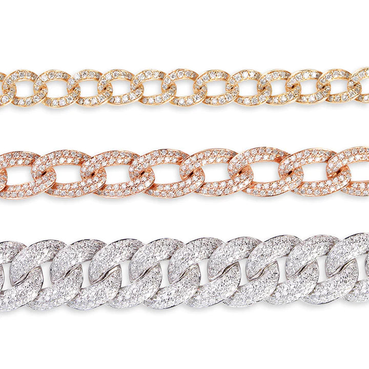 Solid Gold Large Diamond Chain Link Bracelet