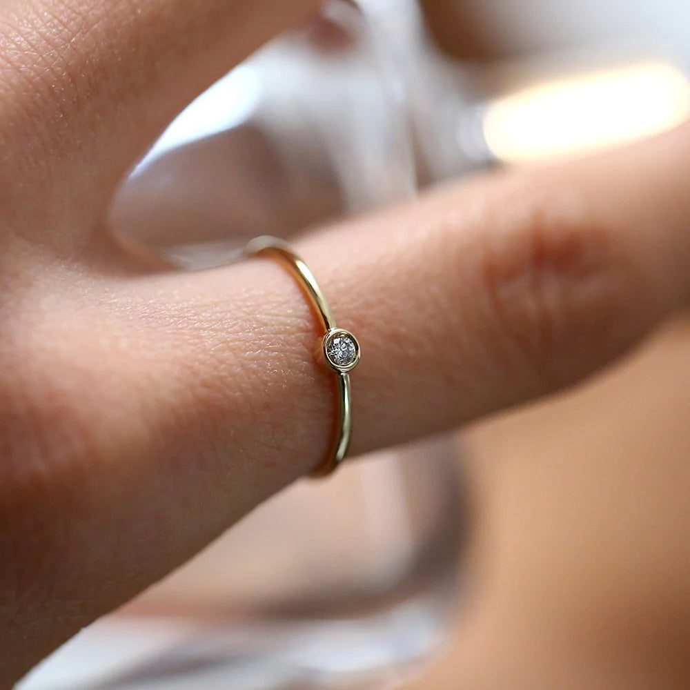 Solid Gold Round Solitaire Diamond Ring