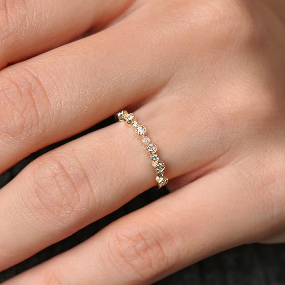 Solid Gold Unique Diamond Anniversary Ring