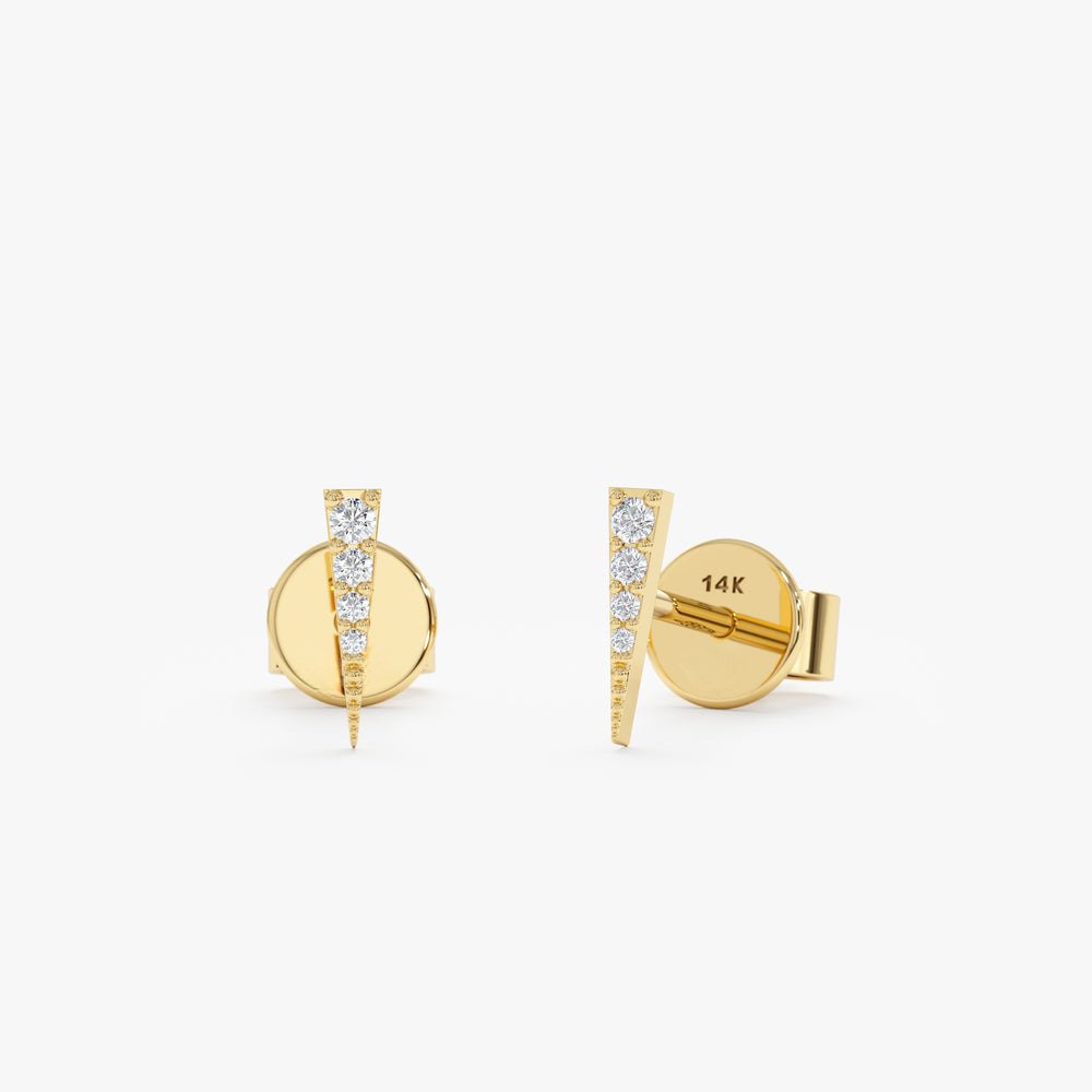 Solid Gold Sharp Diamond Spike Studs