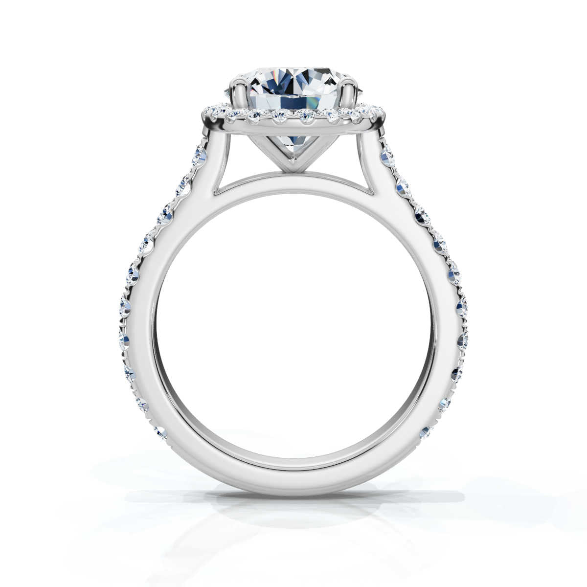 Solid Gold 3 CT Halo Lab Grown Diamond Engagement Ring (F57928)