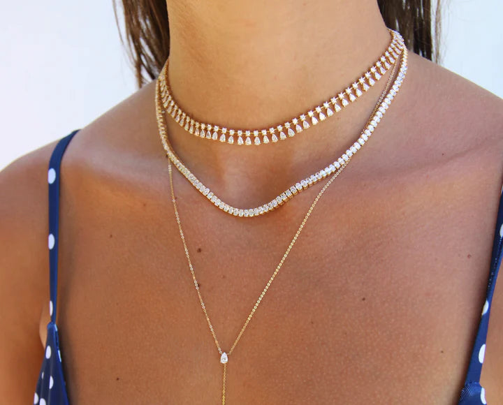 Solid Gold Oval Diamond Choker