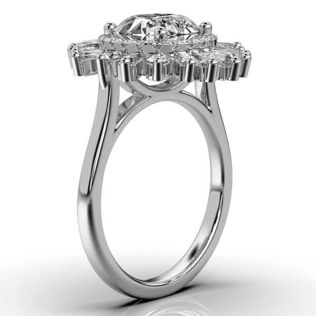 Solid Gold Flower Solitaire Lab Grown Diamond Ring