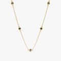 14K Solid Gold Black Diamond Station Necklace - Style A