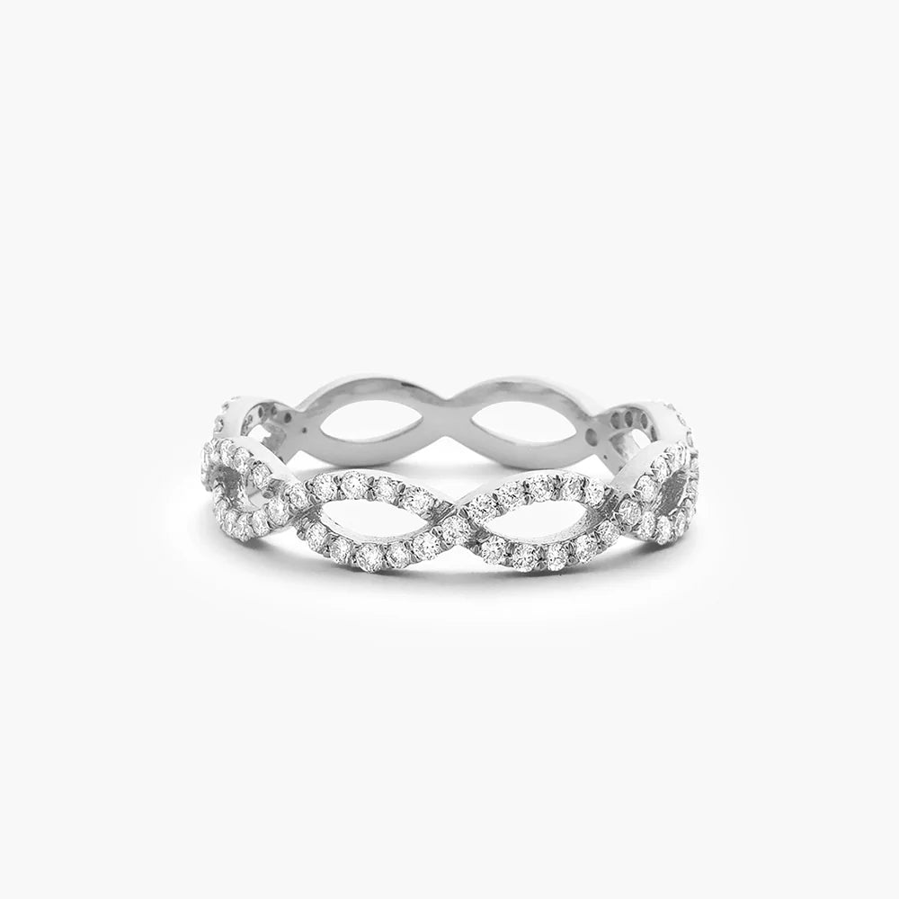 Solid Gold Micro Pave Set Diamond Infinity Ring