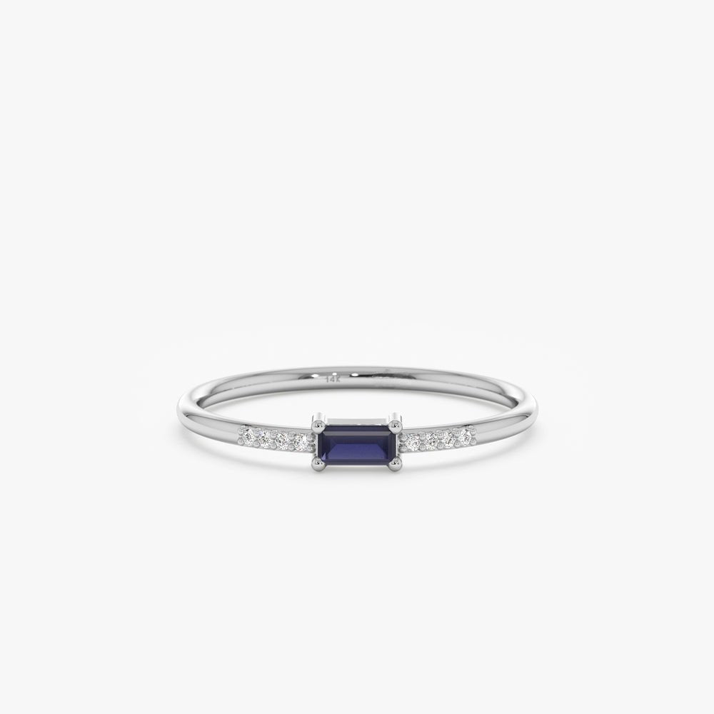 Solid Gold Petite Sapphire and Diamond Ring (A884D1)