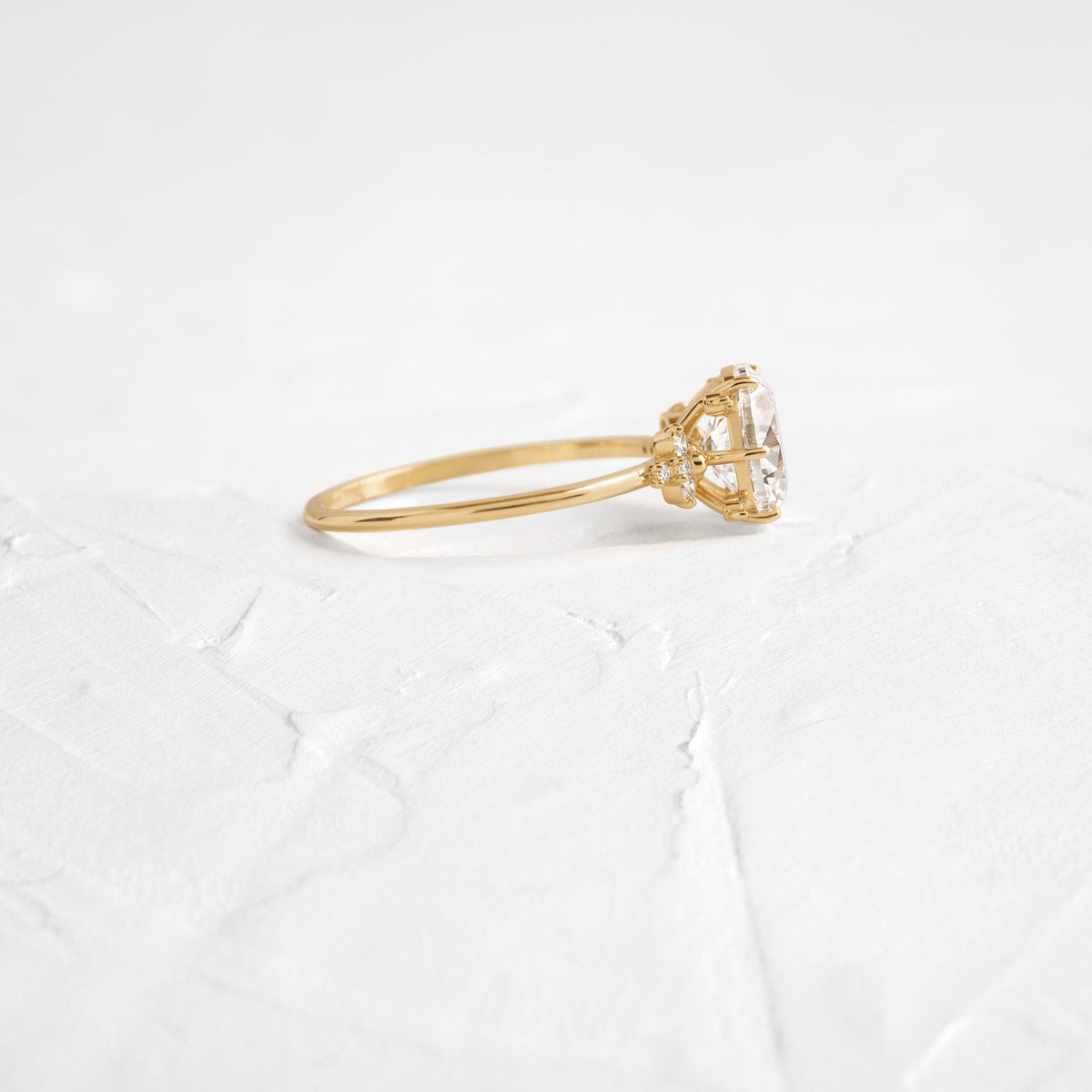 Solid Gold 2 CT Stargaze Ring, Oval Cut Diamond Moissanite Engagement Ring