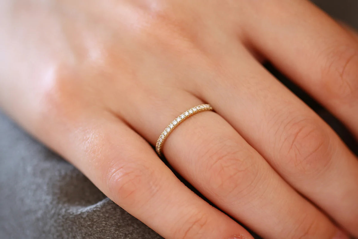 Solid Gold 1.5MM Full Eternity Diamond Ring
