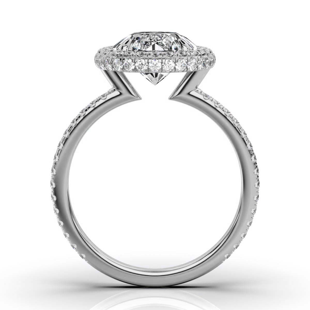 Solid Gold Halo Claw Lab Grown Diamond Ring