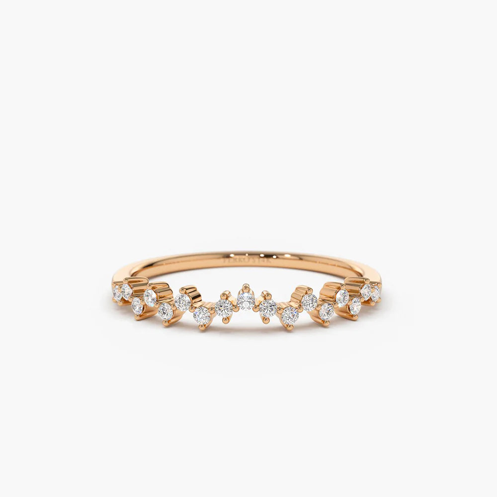 Solid Gold Zig Zag Diamond Wedding Band