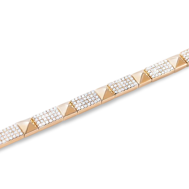 Solid Gold Pyramid Diamond Stud Bracelet