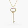 Solid Gold Diamond Key Charm Necklace