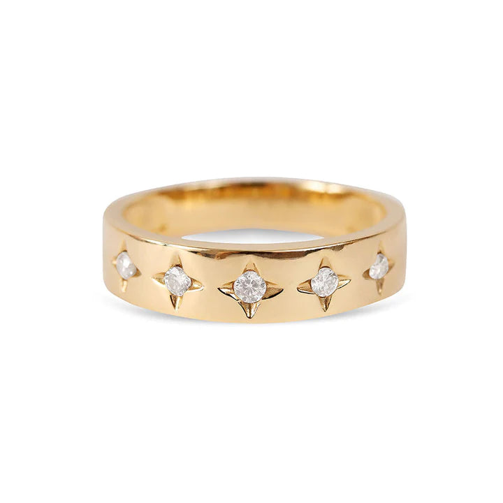 Solid Gold Diamond Celestial Ring