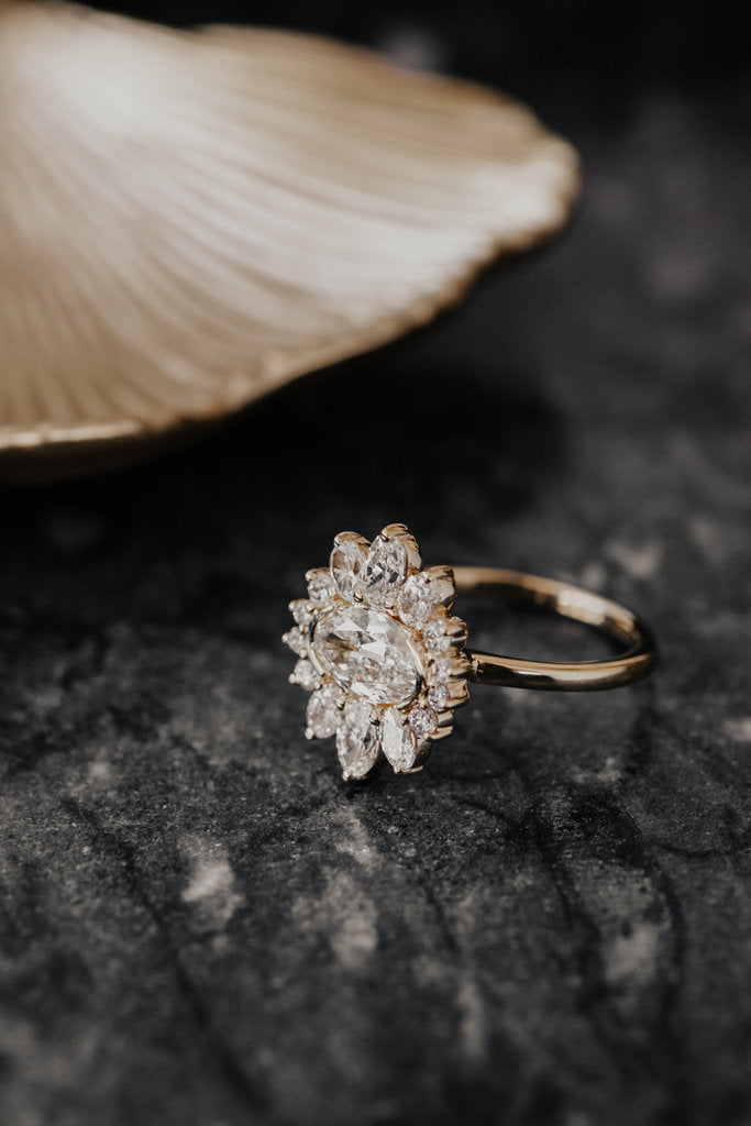 Solid Gold Ray 1.11 ct Oval Moissanite Diamond Ring