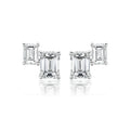 Solid Gold Emerald Cut Duo Emerald Lab Grown Diamond Studs