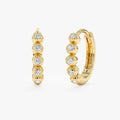 Solid Gold Diamond Bezel Hoop Earrings