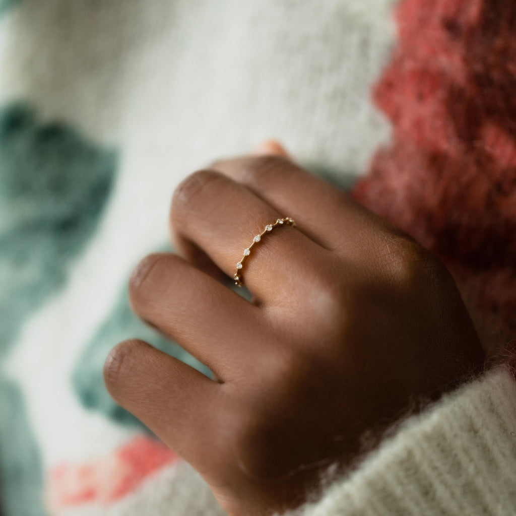Solid Gold Distance Diamond Stacking Band