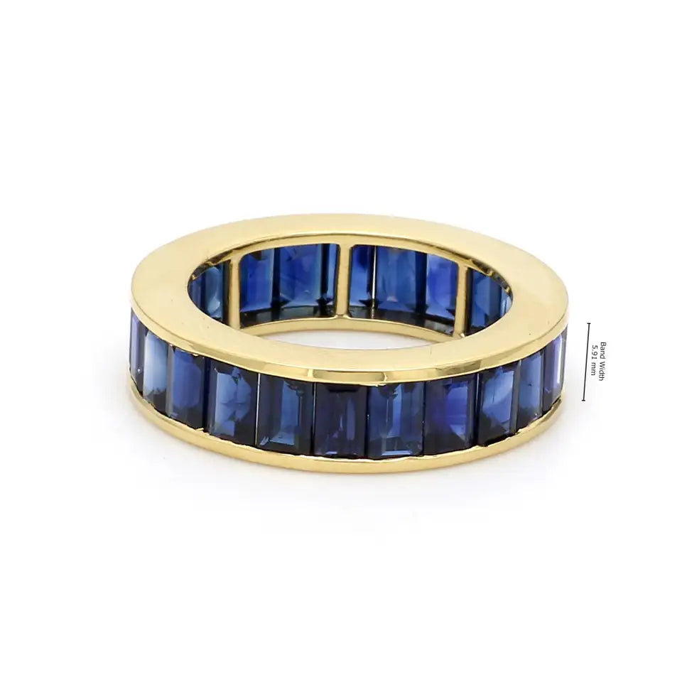 Solid Gold Emerald-Cut Sapphire Eternity Band Ring