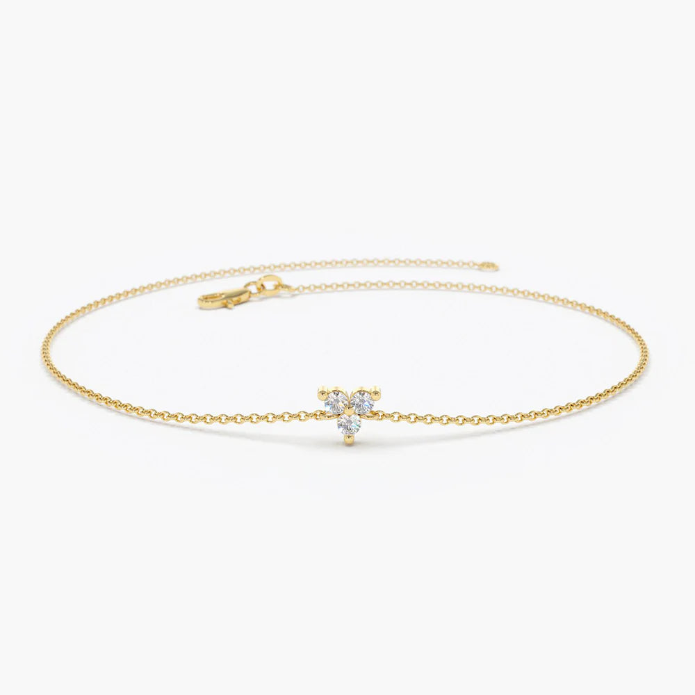 Solid Gold Three Lab-Grown Diamond Floating Bracelet