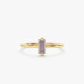Solid Gold Baguette Labradorite Ring