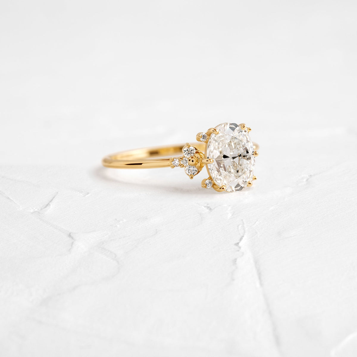 Solid Gold 2 CT Stargaze Ring, Oval Cut Diamond Moissanite Engagement Ring