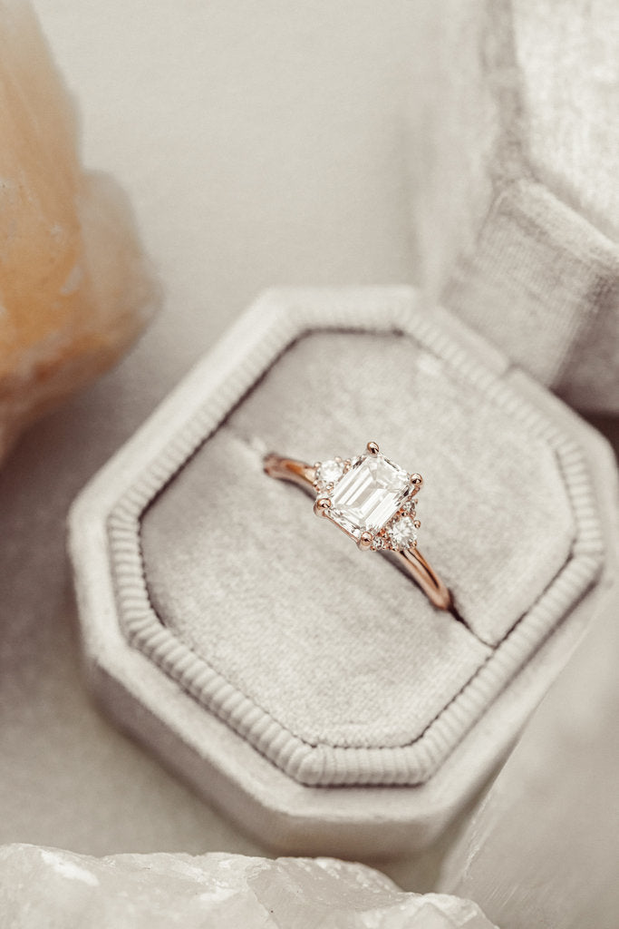 Solid Gold Lab Grown Emerald Cut Ring (607B93)