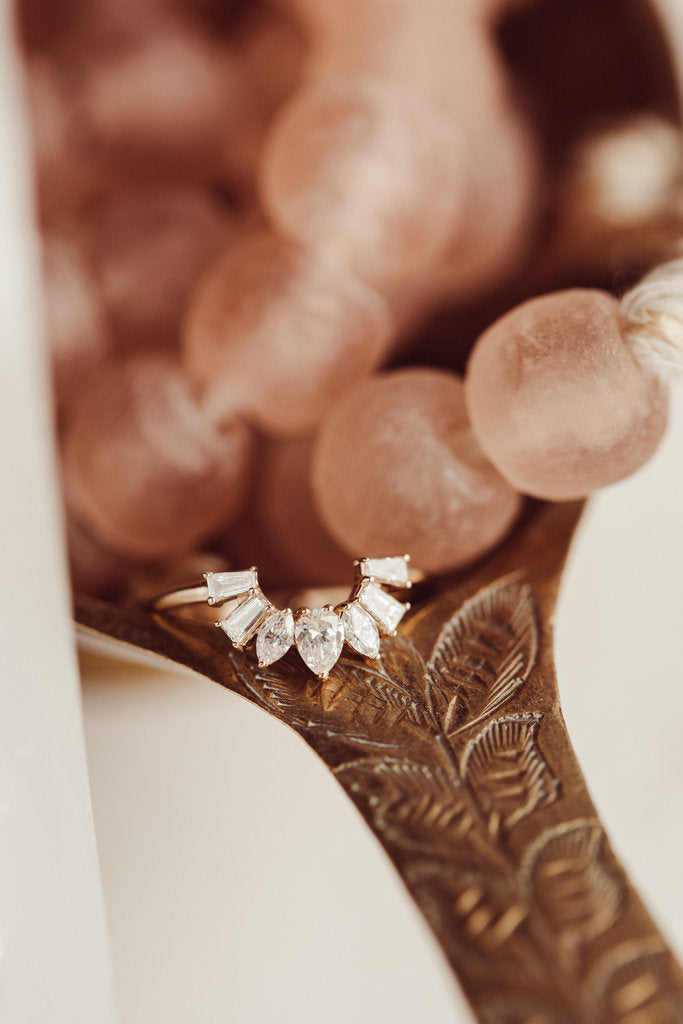 Curved Pear, Marquise and Baguette Moissanite Band, photo 2