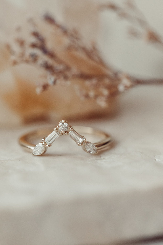 Solid Gold Marquise Baguette Ring