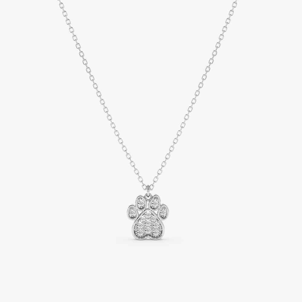 Solid Gold Diamond Paw Necklace