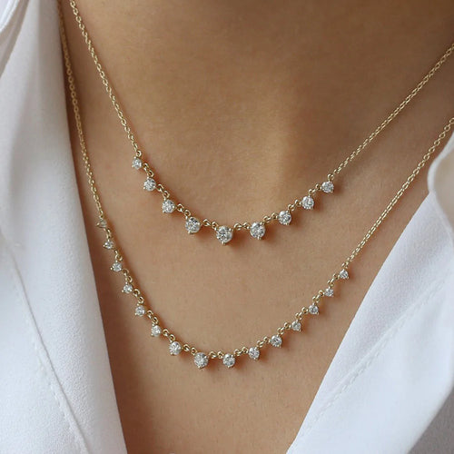 Solid Gold 0.85 ctw Solitaire Diamond Graduating Necklace