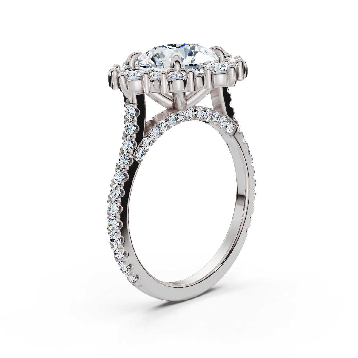 Solid Gold Halo Lab Grown Diamond Engagement Ring