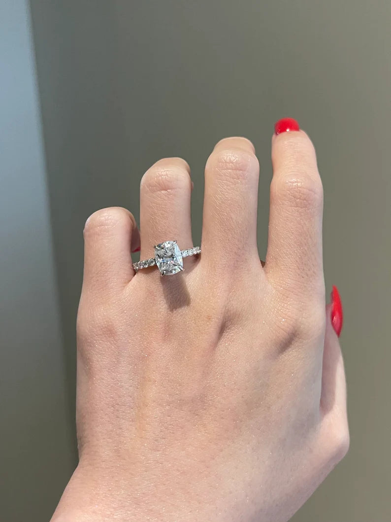 3ct Cushion Cut Moissanite Engagement Ring, photo 1