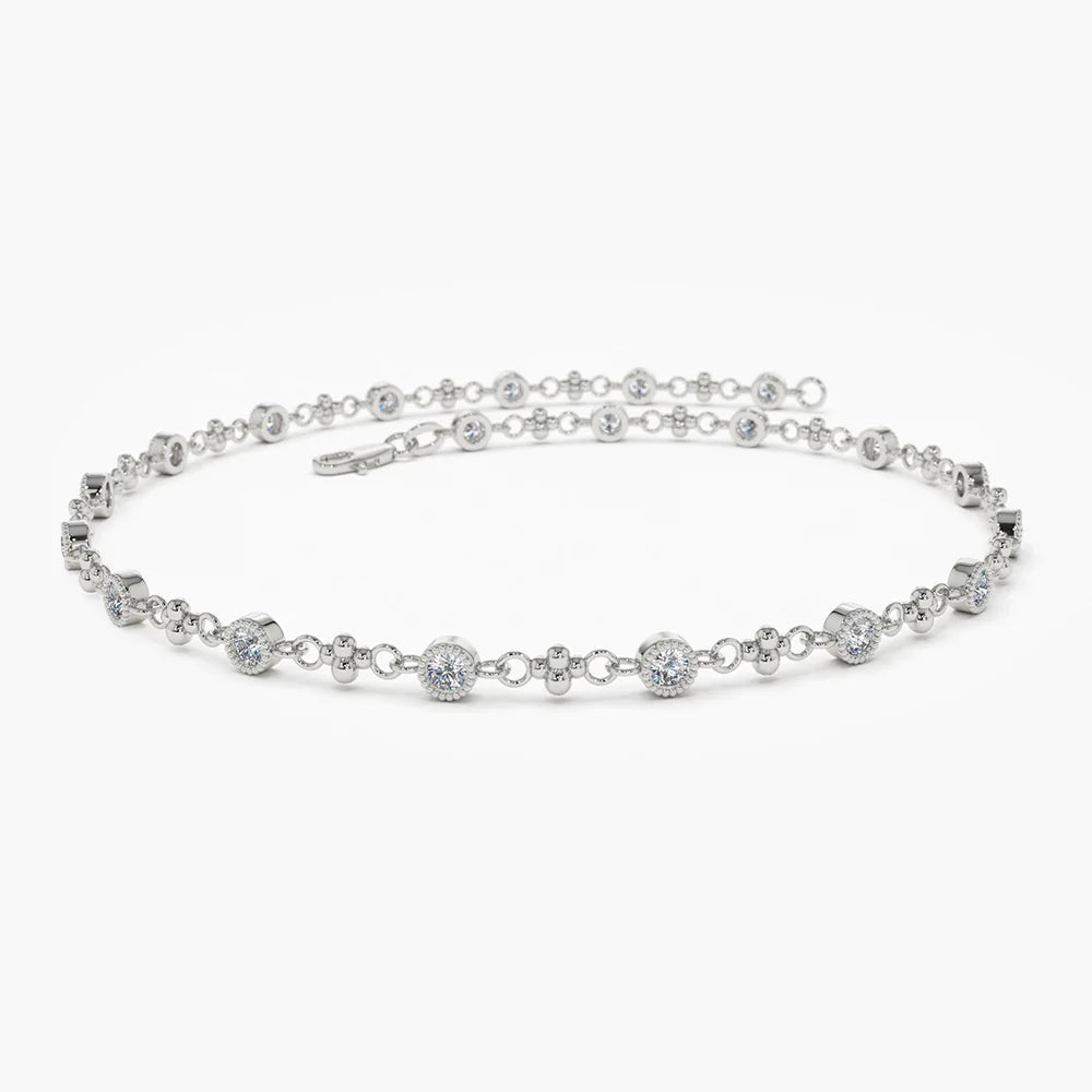 Solid Gold Bezel Setting Diamond with Milgrain Bracelet