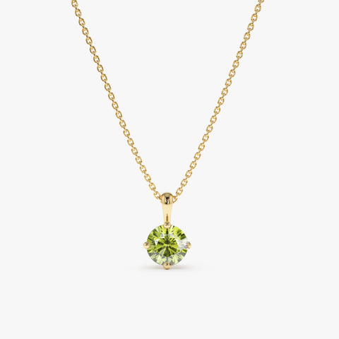 Solid Gold Peridot Necklace (C86FC0)