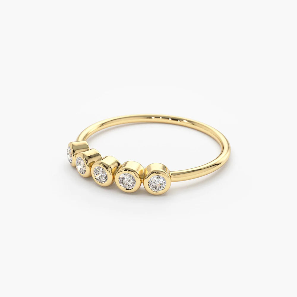 Solid Gold Bezel Set Diamond Wedding Band