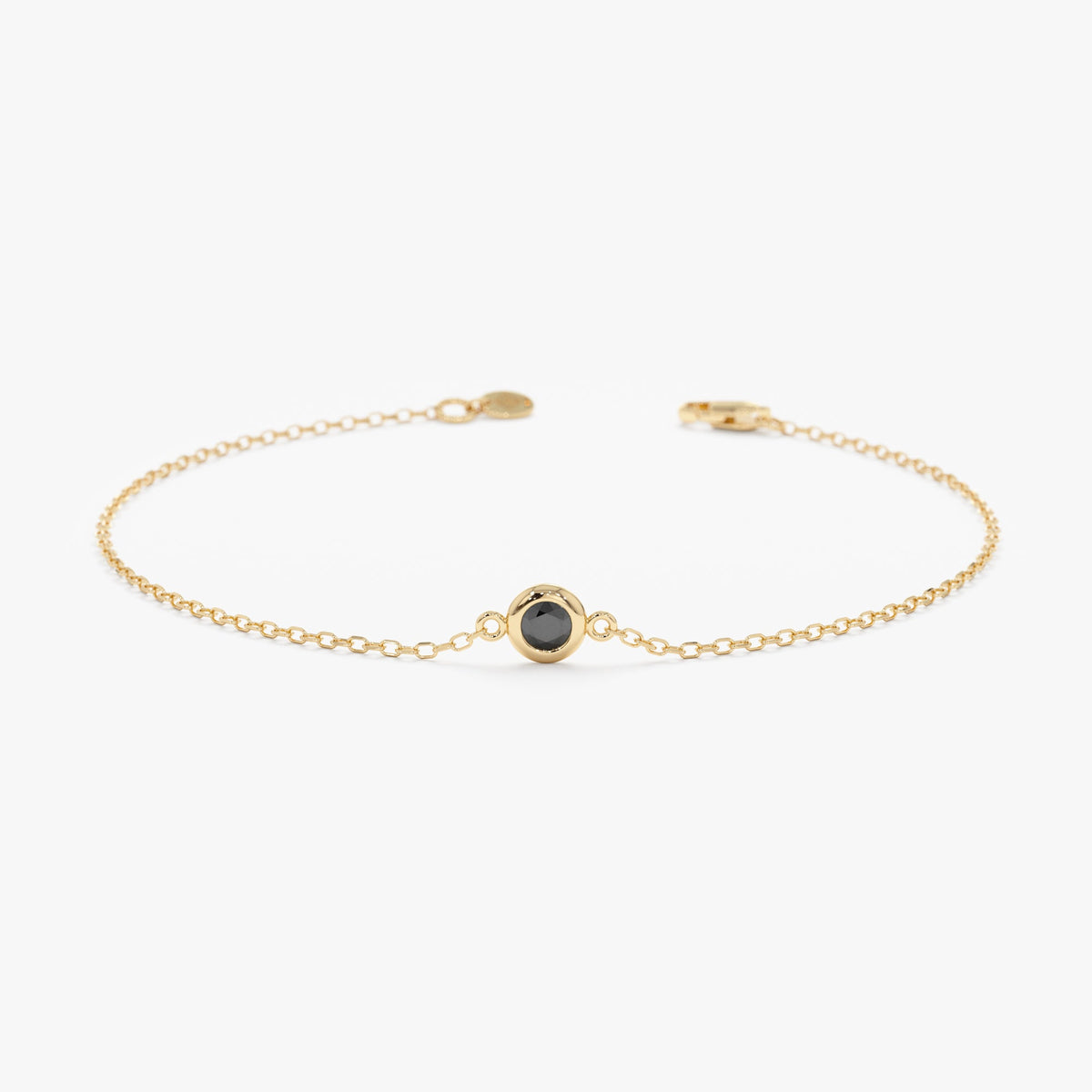 Solid Gold Solitaire Black Diamond Bracelet
