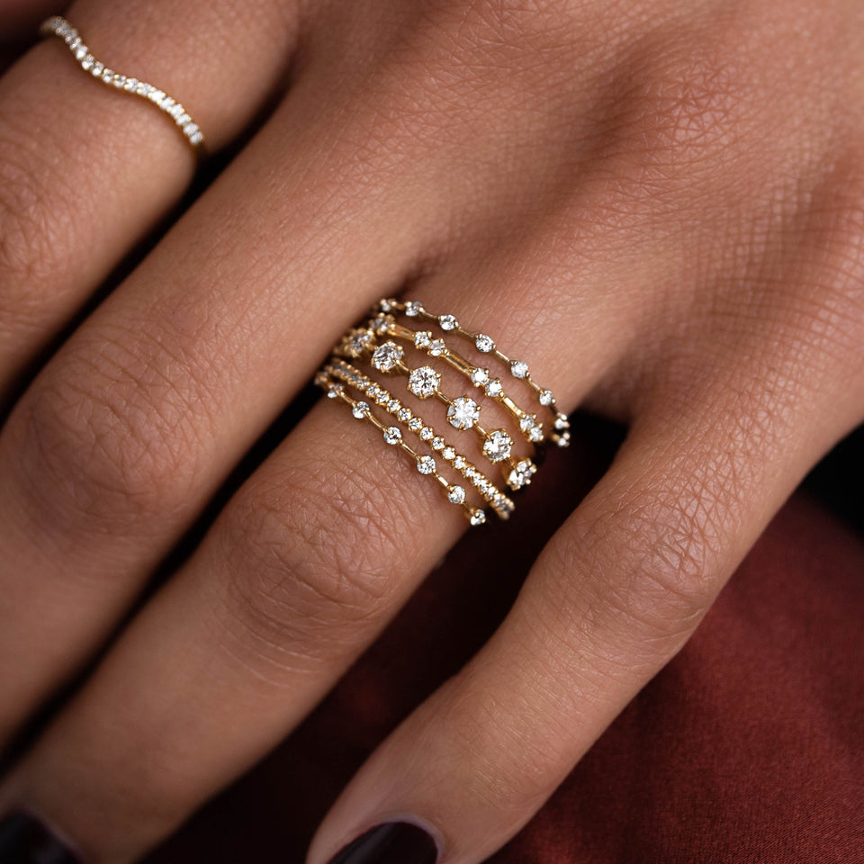 Solid Gold Distance Diamond Stacking Band