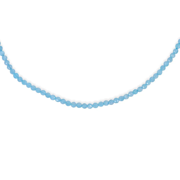 Solid Gold Aquamarine Beaded Necklace