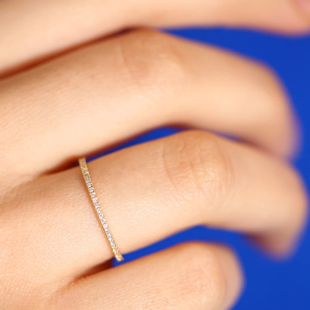 Ultra Thin 1mm Micro Pavé Moissanite Eternity Wedding Band, photo 4