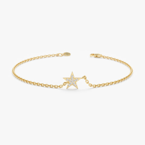Solid Gold Diamond Star Bracelet
