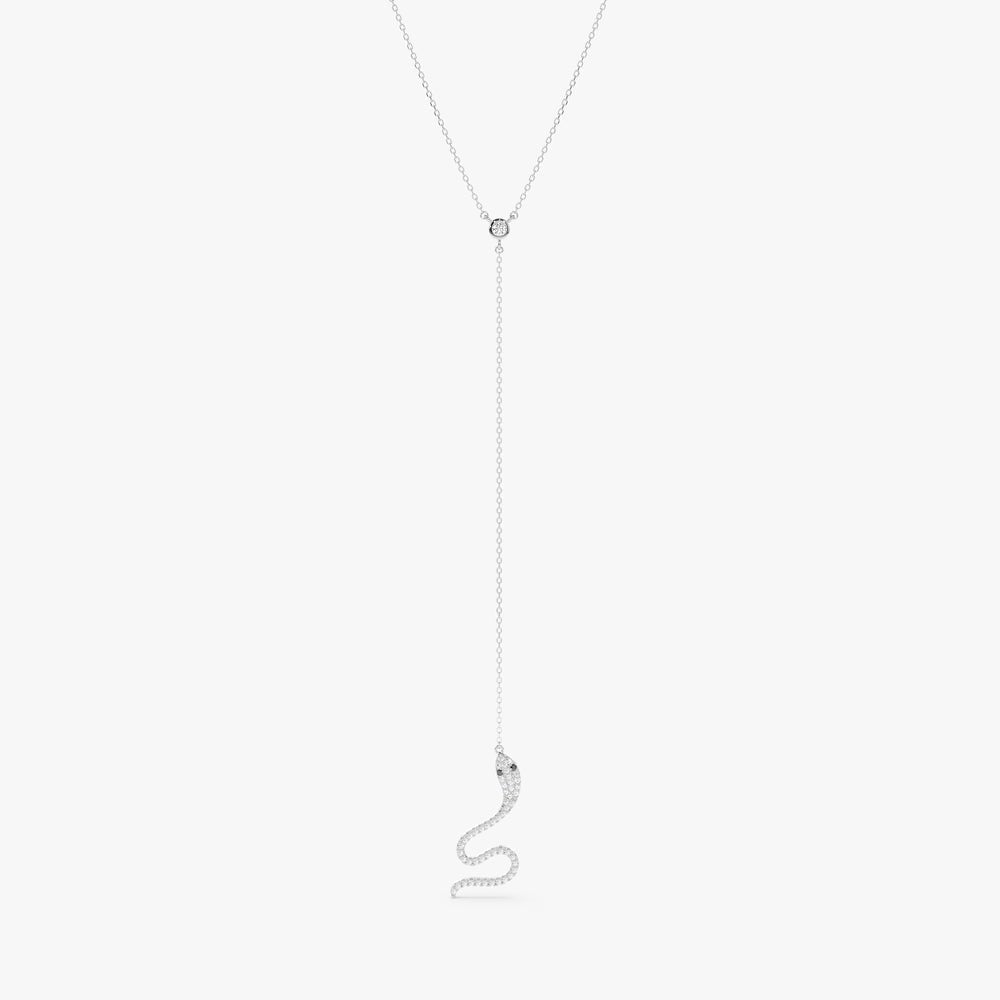 Solid Gold Diamond Snake Lariat Necklace (5D03C2)