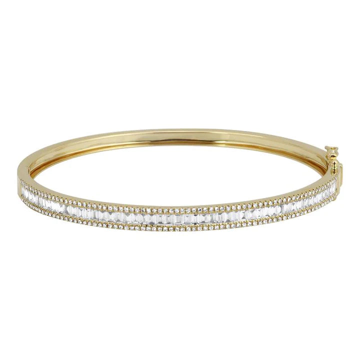 Solid Gold Abby Baguette Diamond Bangle