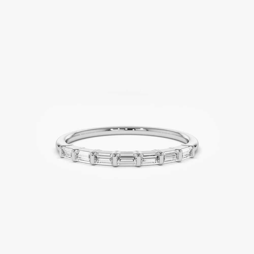 7 Stone Baguette Moissanite Wedding Ring, photo 5