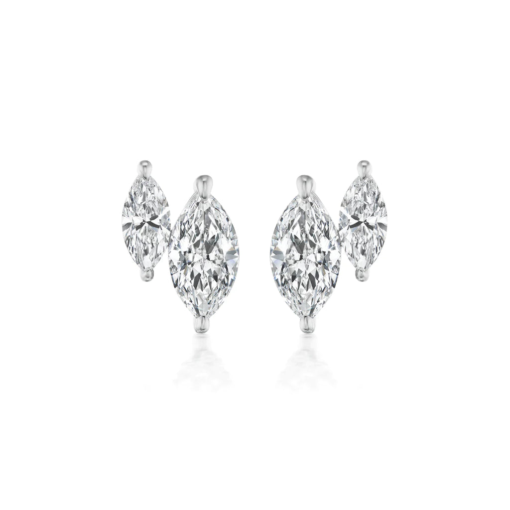 Solid Gold Duo Marquise Lab Grown Diamond Studs