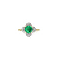 Solid Gold Emerald and Diamond Flower Ring (586D37)