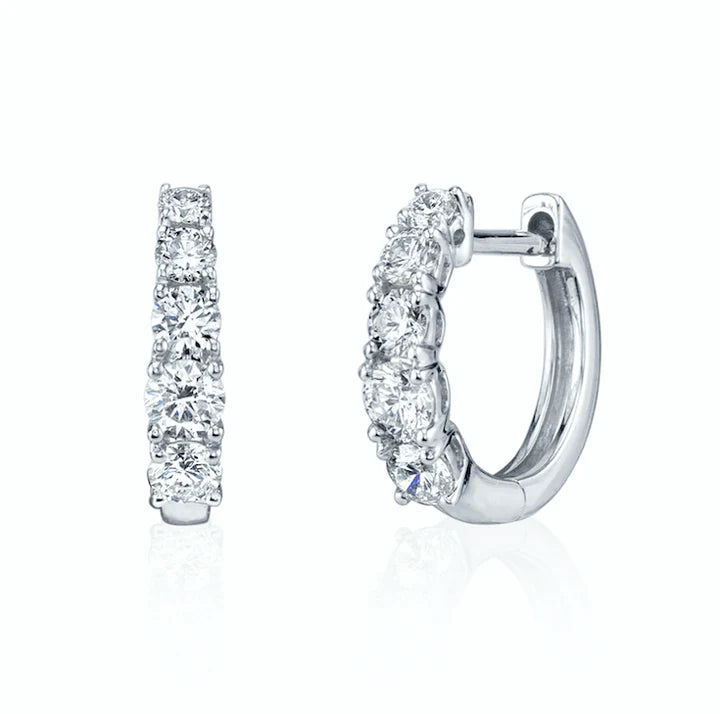 Solid Gold Graduated Diamond Huggies