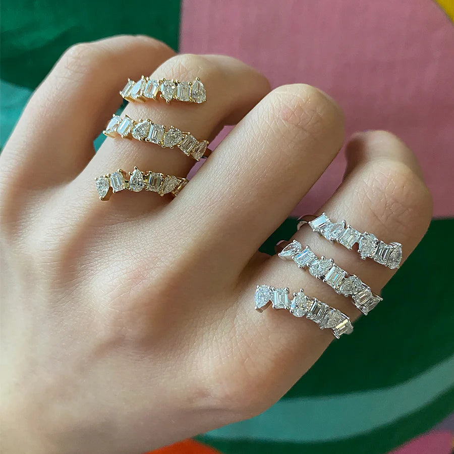 Solid Gold Mixed Shape Triple bypass Ring