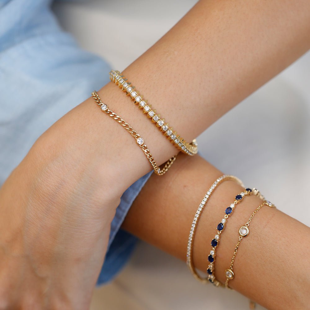 Solid Gold Diamond Spike Tennis Bracelet