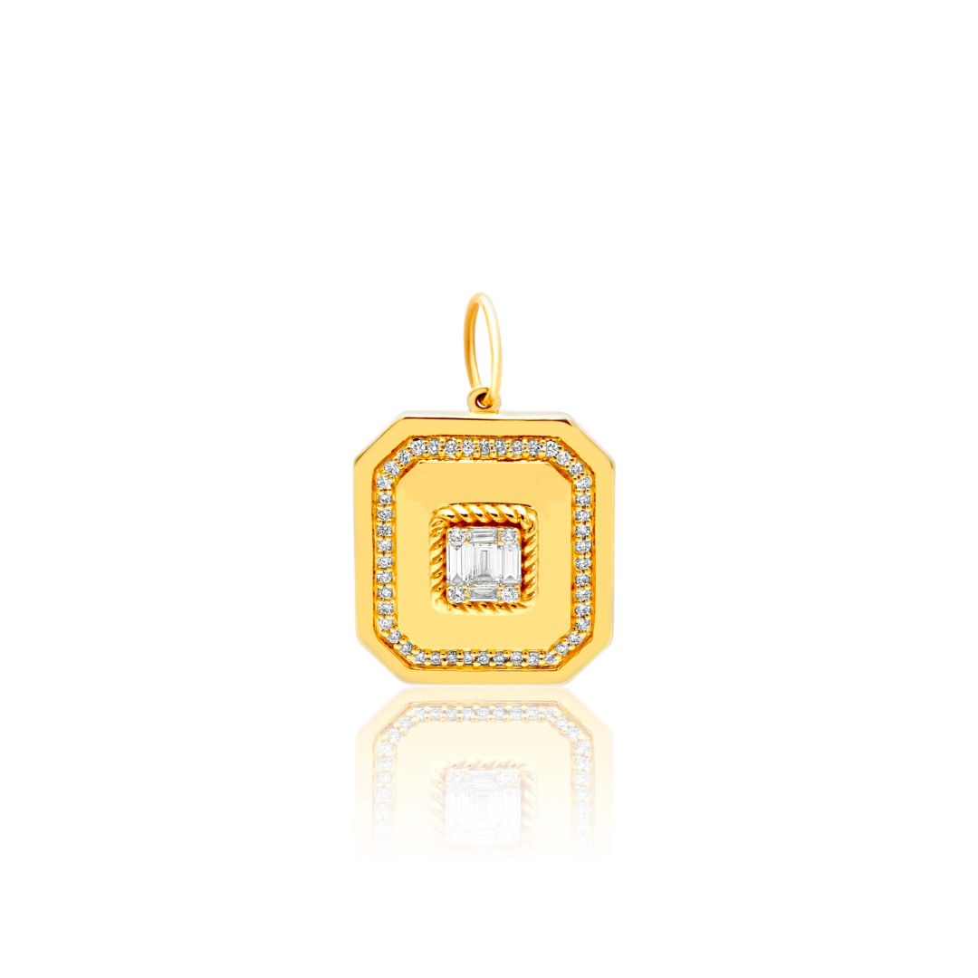 Solid Gold Octagon Illusion Diamond Pendant