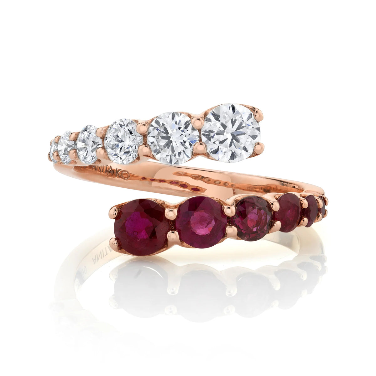 Solid Gold Diamond and Ruby Twist Ring